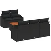 Image de vidaXL - Tuinbank - Set - met - kussen - 6 - pcs - Zwart - poly - rattan