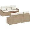 Image de vidaXL - Tuinbank - Set - met - kussen - 7 - pcs - Beige - poly - rattan