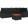 Image de vidaXL - Tuinbank - Set - met - kussen - 6 - pcs - Zwart - poly - rattan