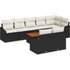 Image de vidaXL - Tuinbank - Set - met - kussen - 9 - pcs - Zwart - poly - rattan