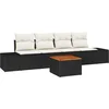 Image de vidaXL - Tuinbank - Set - met - kussen - 5 - pcs - Zwart - poly - rattan