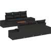 Image de vidaXL - Tuinbank - Set - met - kussen - 7 - pcs - Zwart - poly - rattan