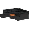 Image de vidaXL - Tuinbank - Set - met - kussen - 9 - pcs - Zwart - poly - rattan