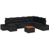Image de vidaXL - Tuinbank - Set - met - kussen - 9 - pcs - Zwart - poly - rattan