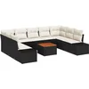 Image de vidaXL - Tuinbank - Set - met - kussen - 10 - pcs - Zwart - poly - rattan
