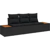 Image de vidaXL - Tuinbank - Set - met - kussen - 3 - pcs - Zwart - poly - rattan