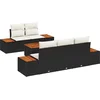 Image de vidaXL - Tuinbank - Set - met - kussen - 6 - pcs - Zwart - Poly - rattan