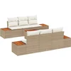 Image de vidaXL - Tuinbank - Set - met - kussen - 7 - pcs - Beige - Poly - rattan