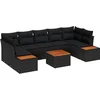 Image de vidaXL - Tuinbank - Set - met - kussen - 8 - pcs - Zwart - Poly - rattan