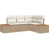 Image de vidaXL - Tuinbank - Set - met - kussen - 5 - pcs - Beige - Poly - rattan