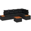 Image de vidaXL - Tuinbank - Set - met - kussen - 6 - pcs - Zwart - Poly - rattan