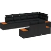 Image de vidaXL - Tuinbank - Set - met - kussen - 8 - pcs - Zwart - Poly - rattan