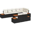 Image de vidaXL - Tuinbank - Set - met - kussen - 9 - pcs - Zwart - Poly - rattan