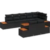 Image de vidaXL - Tuinbank - Set - met - kussen - 9 - pcs - Zwart - Poly - rattan