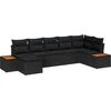 Image de vidaXL - Tuinbank - Set - met - kussen - 7 - pcs - Zwart - Poly - rattan