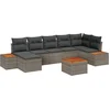 Image de vidaXL - Tuinbank - Set - met - kussen - 8 - pcs - Grijs - Poly - rattan