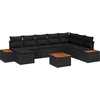 Image de vidaXL - Tuinbank - Set - met - kussen - 9 - pcs - Zwart - Poly - rattan