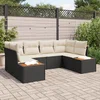 Image de vidaXL - Tuinbank - Set - met - kussen - 6 - pcs - Zwart - poly - rattan