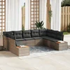 Image de vidaXL - Tuinbank - Set - met - kussen - 9 - pcs - Grijs - Poly - rattan