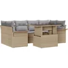 Image de vidaXL - Tuinbank - Set - met - kussen - 7 - pcs - Beige - Poly - rattan