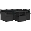 Image de vidaXL - Tuinbank - Set - met - kussen - 7 - pcs - Zwart - Poly - rattan