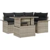 Image de vidaXL - Tuinbank - Set - met - kussen - 5 - pcs - Lichtgrijs - Poly - rattan
