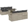 Image de vidaXL - Tuinbank - Set - met - kussen - 7 - pcs - Lichtgrijs - Poly - rattan