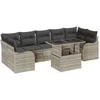 Image de vidaXL - Tuinbank - Set - met - kussen - 8 - pcs - Lichtgrijs - Poly - rattan