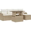 Image de vidaXL - Buiten - Zitset - met - kussen - 6 - pcs - Beige - Poly - rattan