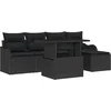Image de vidaXL - Buiten - Zitset - met - kussen - 6 - pcs - Zwart - Poly - rattan