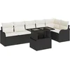 Image de vidaXL - Bankstel - met - kussen - 7 - pcs - Zwart - Poly - rattan