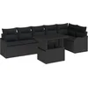 Image de vidaXL - Bankstel - met - kussen - 7 - pcs - Zwart - Poly - rattan