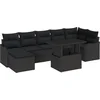 Image de vidaXL - Tuinbank - Set - met - kussen - 8 - pcs - Zwart - Poly - rattan