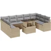 Image de vidaXL - Tuinbank - Set - met - kussen - 10 - pcs - Beige - Poly - rattan