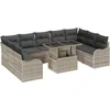 Image de vidaXL - Tuinbank - Set - met - kussen - 10 - pcs - Lichtgrijs - Poly - rattan
