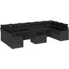 Image de vidaXL - Tuinbank - Set - met - kussen - 11 - pcs - Zwart - Poly - rattan