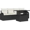 Image de vidaXL - Tuinbank - Set - met - kussen - 5 - pcs - Zwart - Poly - rattan