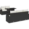 Image de vidaXL - Tuinbank - Set - met - kussen - 6 - pcs - Zwart - poly - rattan