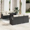Image de vidaXL - Tuinbank - Set - met - kussen - 7 - pcs - Zwart - Poly - rattan