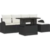 Image de vidaXL - Tuinbank - Set - met - kussen - 6 - pcs - Zwart - poly - rattan