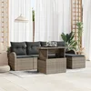 Image de vidaXL - Tuinbank - Set - met - kussen - 6 - pcs - Grijs - poly - rattan