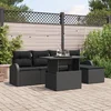 Image de vidaXL - Tuinbank - Set - met - kussen - 6 - pcs - Zwart - poly - rattan