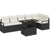 Image de vidaXL - Tuinbank - Set - met - kussen - 7 - pcs - Zwart - Poly - rattan