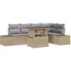 Image de vidaXL - Tuinbank - Set - met - kussen - 6 - pcs - Beige - Poly - rattan