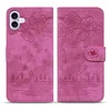 Image de BookCover Hoes Etui geschikt voor Apple iPhone 17 - Roze - Bloemen Kat - Reliëf
