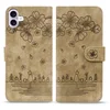 Image de BookCover Hoes Etui geschikt voor Apple iPhone 17 - Beige - Bloemen Kat - Reliëf