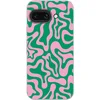 Image de Telefoonhoesje Geschikt voor Google Pixel 9A hoesje - Abstract - Patroon - Groen - Roze - Kleurrijk - Siliconen Telefoonhoesje Telefoonhoesje