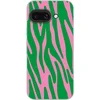 Image de Telefoonhoesje Geschikt voor Google Pixel 9A hoesje - Zebraprint - Roze - Groen - Dierenprint - Kleurrijk - Siliconen Telefoonhoesje Telefoonhoesje