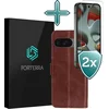 Image de Hoesje Met 2x Screenprotector - Geschikt voor Google Pixel 10 - Luxe Pasjeshouder - Flip Case - Bookcase Portemonee - Kunstleer Book Case - Flipcase Hoes - Book Cover - Walletcase - Portemonneehoes - Bruin