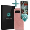 Image de Hoesje Met 2x Screenprotector - Geschikt voor Google Pixel 10 - Luxe Pasjeshouder - Flip Case - Bookcase Portemonee - Kunstleer Book Case - Flipcase Hoes - Book Cover - Walletcase - Portemonneehoes - Rosé goud